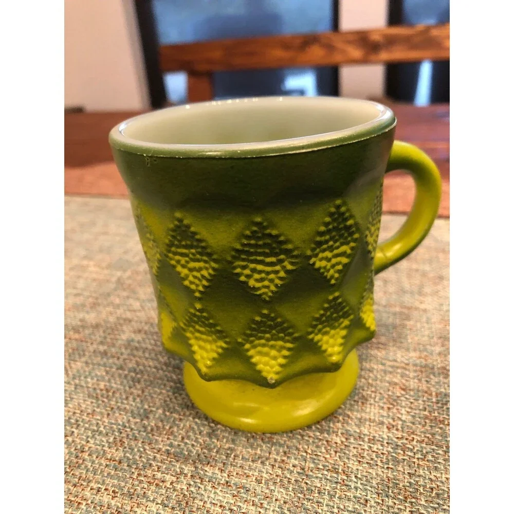 Fire King green yellow